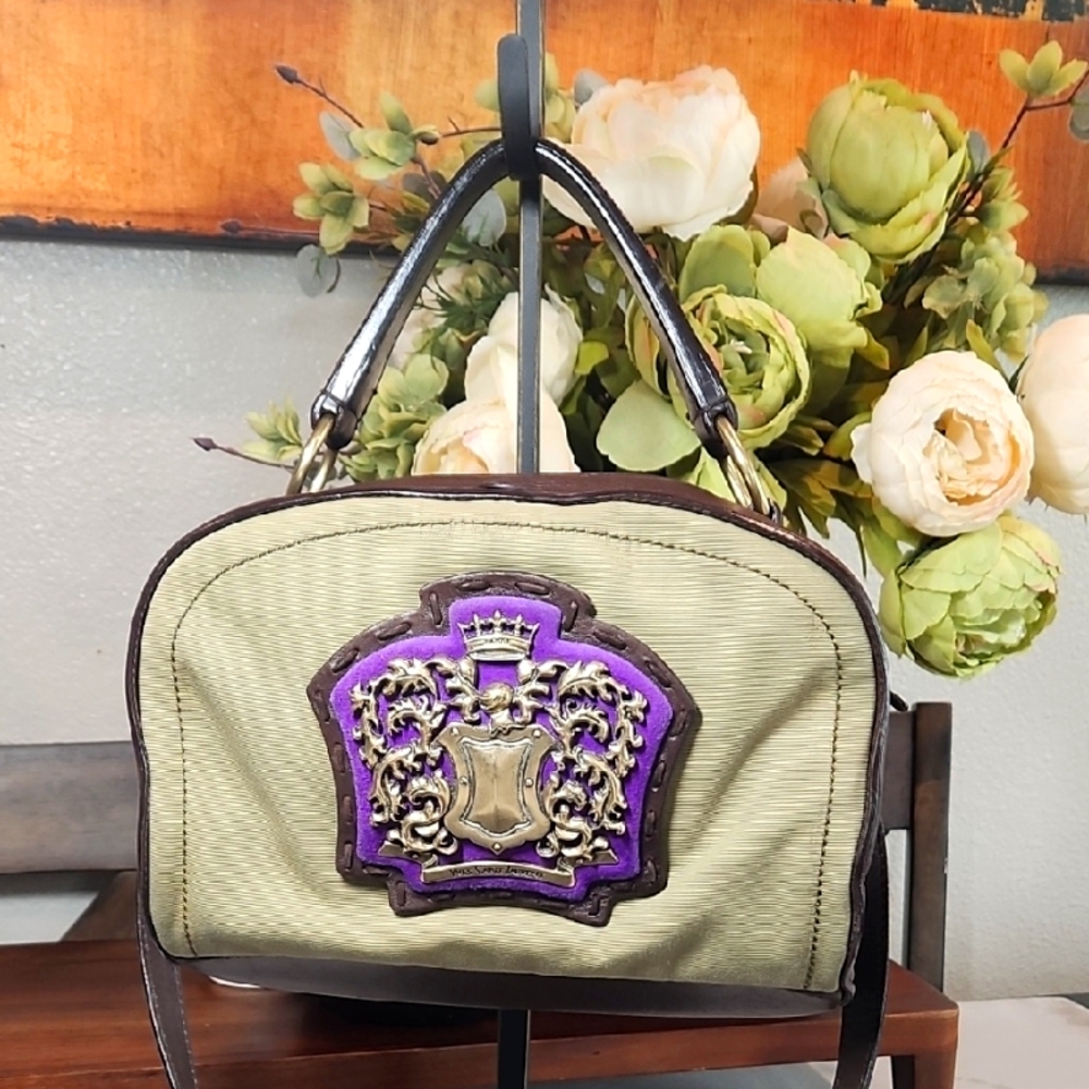 Yves Saint Laurent Purple and Cream Shoulder Bag with Structured Design